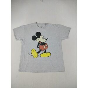 Disney Mickey Mouse Shirt Mens XL Gray Walking Graphic Tee Cartoon Disney Parks